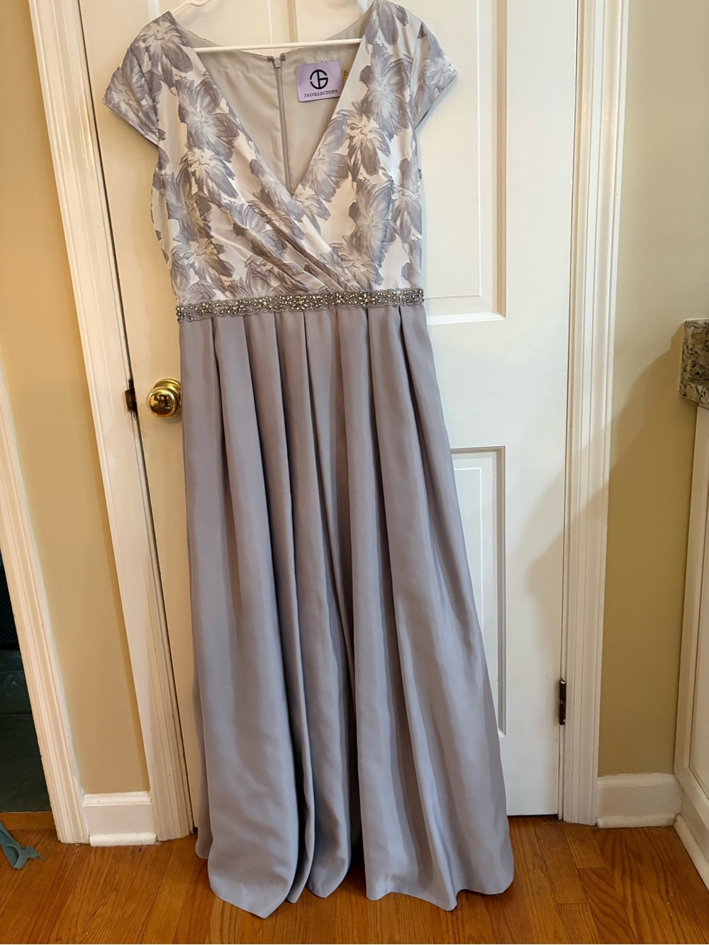JS Collections Silver-Gray Floral Bodice Maxi Dress